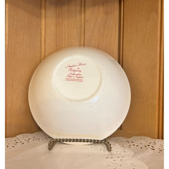 Vintage Ridgway English Shadow Rose Red White Transferware Cereal Bowl - Picture 4 of 4